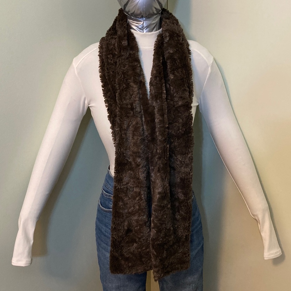 BOGO🛍️Faux Fur Long Scarf - Dark Brown